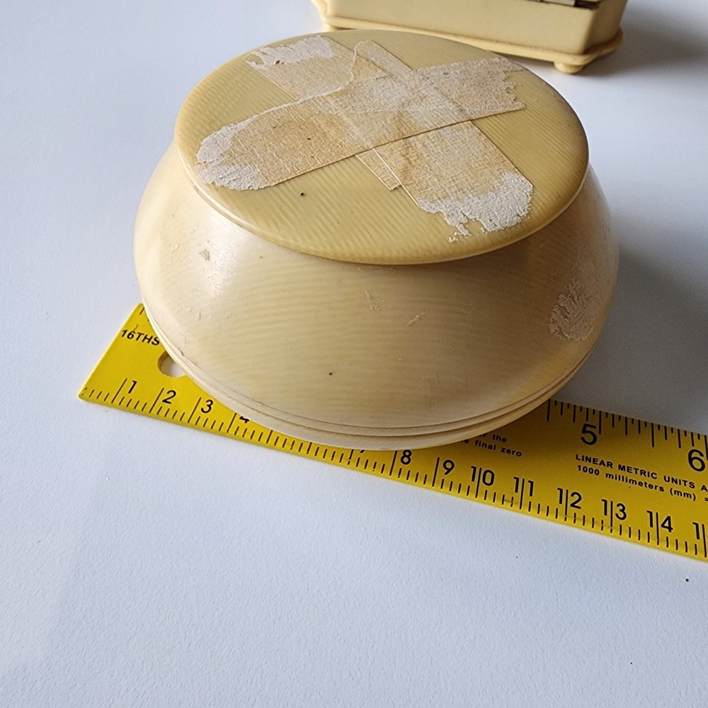 Vintage Celluloid French Ivory Jewelry Box Ring Holder Tray Vanity Set 1930s UK - Picture 13 of 16